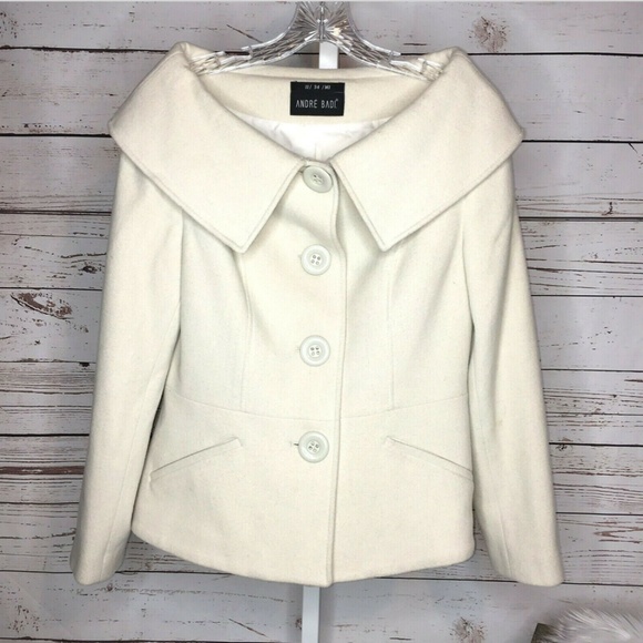 Andre Badi Jackets & Blazers - Andre Badi cream colored Pea coat size M